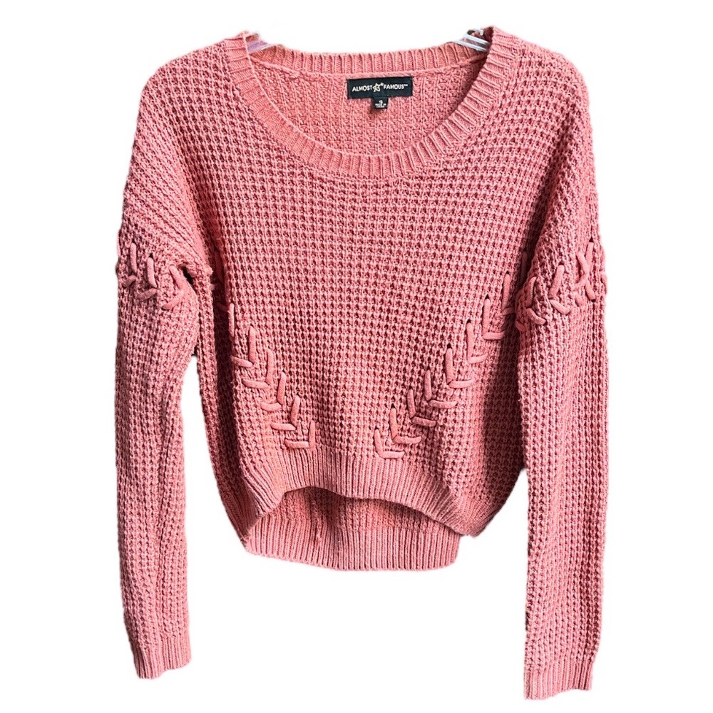 Almost Famous High Low Lace Up Sweater Dusty Rose Size Small